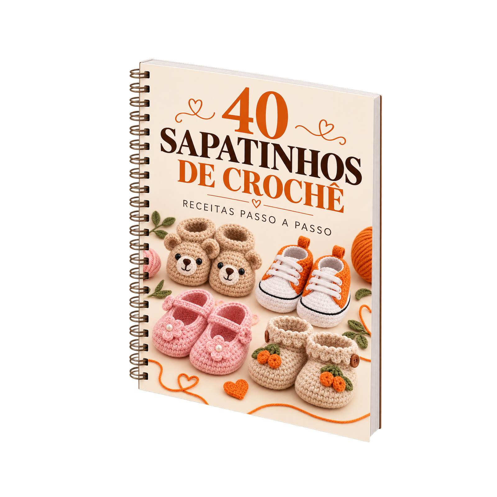 Apostila das 40 receitas de sapatinhos de bebê de crochê